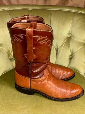 Unbranded Custom Ostrich Roper Western Cowboy Boots Style L1107 Cognac Size 9D